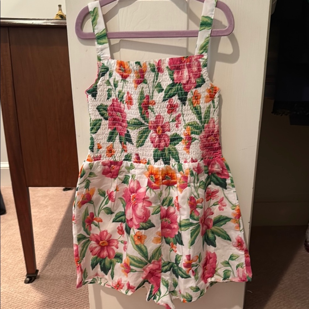 Janie and Jack Pink and Green Floral Romper